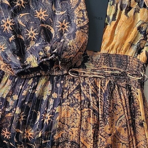 The Kooples BLACK AND ORANGE LONG PRINTED DRESS - Picture 5 of 7